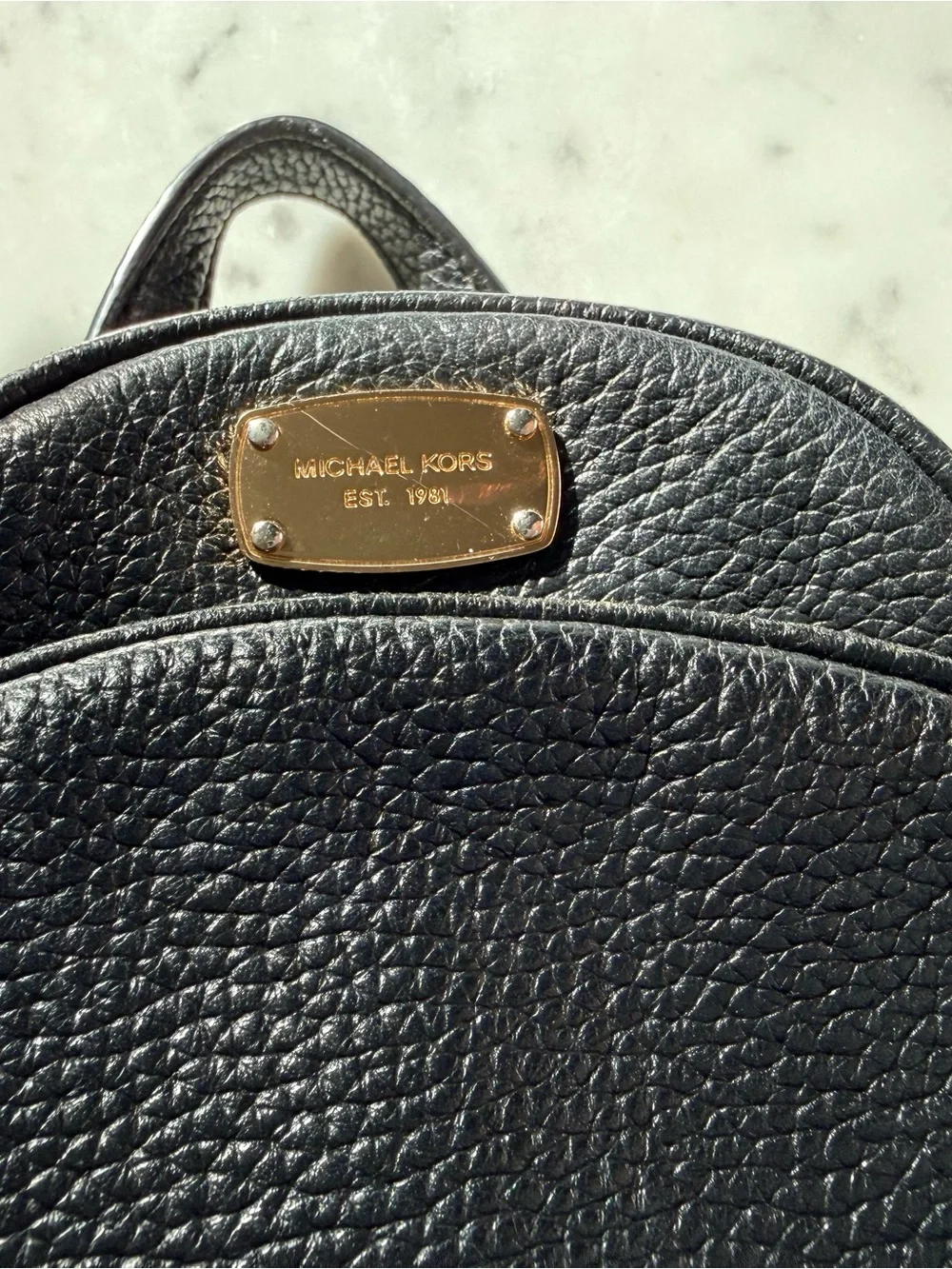 Michael Kors Black Pebbled Leather Mini Backpack with Gold Hardware